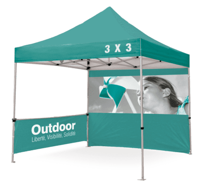 3 x 3 meter branded pop-up gazebo in green with sidewalls, ideal for outdoor Irish events, exhibitions, and promotional use