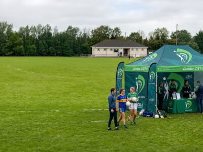Irish sports club with branded gazebo funded through grant scheme